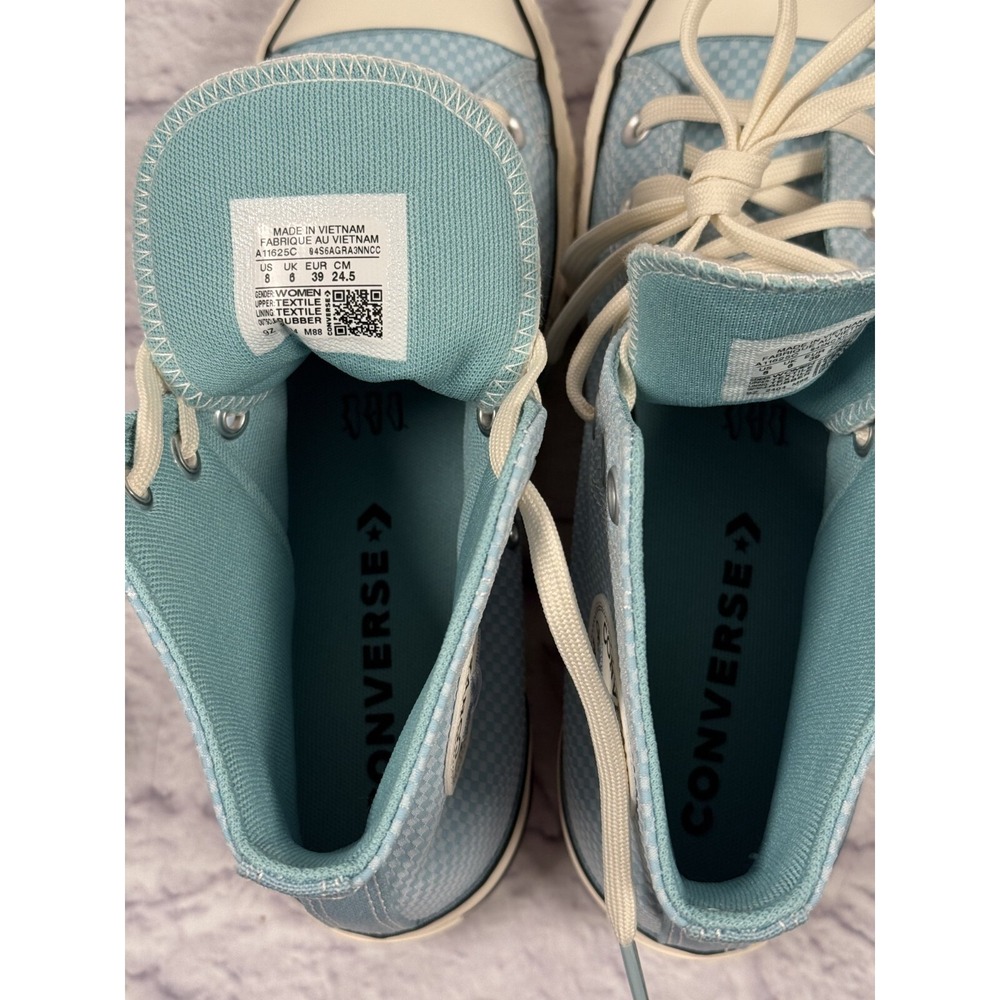 NWB Converse Chuck Taylor All Star Lift High Checkered - Infinity Pool Women's 8 - Picture 5 of 6